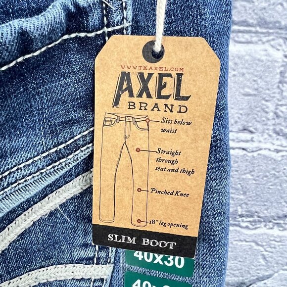 TK Axel Slim Boot Cut Denim Jeans Stretch Blue Men's size 40x30 Western - Picture 7 of 13